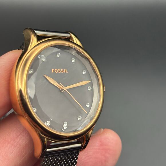 Fossil Laney BQ3393 Womens 34mm Mother of Pearl Smoke Mesh Watch NIB - Picture 14 of 16